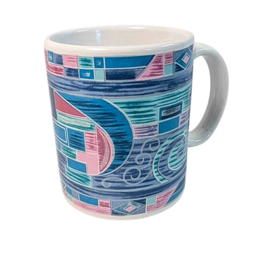 Vintage McCrory Stores Ceramic Coffee Mug Retro Geometric Pastel